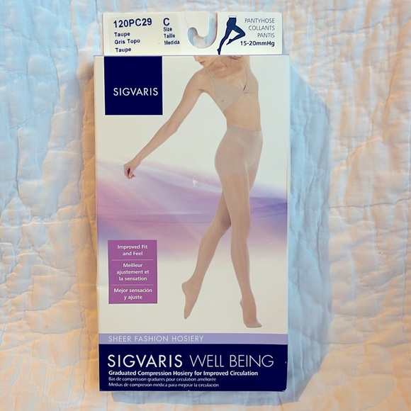 New SIGVARIS 120PC29 Sheer Fashion Compression Hosiery Pantyhose 15-20 Size C - Picture 1 of 7